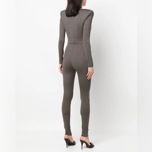 Saint Laurent Twist Detail V Neck Elegant Black Jumpsuit - Picture 4 of 4